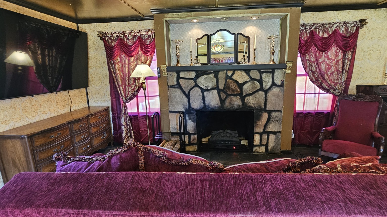 Fireplace area in the living room